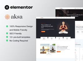 Aksa – Yoga Teacher & Studio Elementor Template Kit