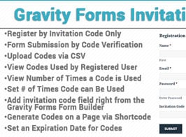 Gravity Forms Invitation Codes