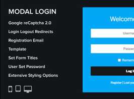 Modal Login Register Forgotten WordPresss Plugin