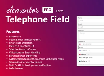 Telephone Field for Elementor form