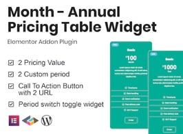 Month – Annual Pricing Table Widget For Elementor