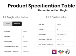 Product Specification Table Widget For Elementor