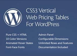 CSS3 Vertical Web Pricing Tables For WordPress