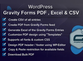 WordPress Gravity Forms PDF, Excel, CSV & Google Sheet
