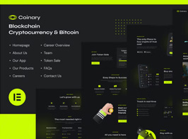 Coinary – Blockchain Cryptocurrency & Bitcoin Elementor Template Kit