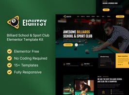 Eightsy – Billiard School & Sport Club Elementor Template Kit