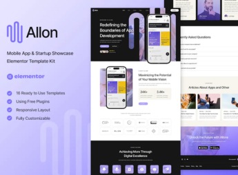 Allon – Mobile App & Startup Showcase Elementor Template Kit