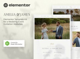 Amelia & James – Wedding Invitation Elementor Template Kit