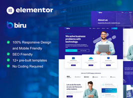 Biru – IT Services Elementor Pro Full Site Template Kit