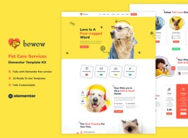 Bowow – Pet Care Services Elementor Template Kit