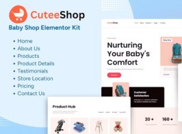 Cutee Shop – Kids & Baby Eccommerce Elementor Template Kit