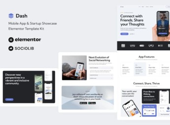Dash – Mobile App & Startup Showcase Elementor Template Kit
