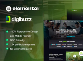 DigiBuzz – Dark Digital Agency Elementor Template Kit