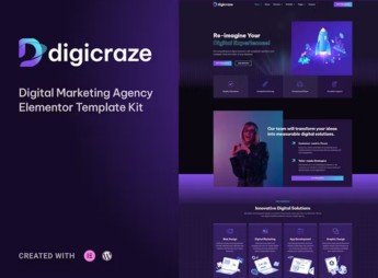 Digicraze – Digital Marketing Agency Elementor Pro Template Kit