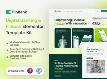 Finbank – Digital Banking & Fintech Elementor Template Kit