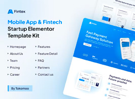 Fintex – Mobile App & Fintech Startup Elementor Template Kit
