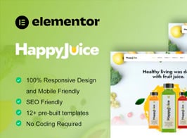 HappyJuice – Juice & Fresh Drink Elementor Pro Template Kit