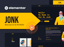 Jonk – Resume CV & Portfolio Elementor Template Kit