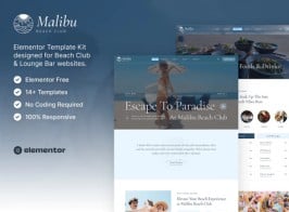 Malibu – Beach Club & Lounge Bar Elementor Template Kit