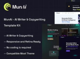 MunAi – AI Writer & Copywriting APP Elementor Template Kit