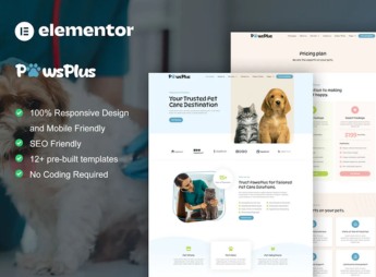 PawsPlus – Pet Care & Veterinary Elementor Template Kit