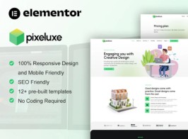 Pixeluxe – 3D Design & Studio Business Elementor Template Kit