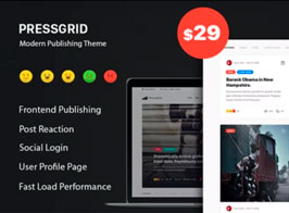 PressGrid – Frontend Publish Reaction & Multimedia Theme