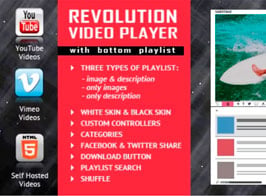 Revolution Video Player With Bottom Playlist – YouTube/Vimeo/Self-Hosted Support