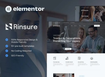 Rinsure – Insurance Agency Elementor Template Kit