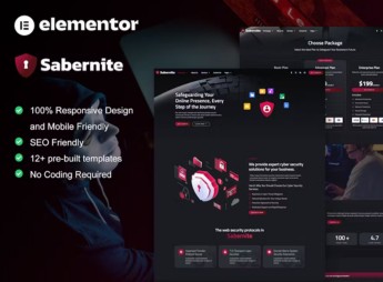 Sabernite – Cyber Security Services Elementor Pro Template Kit
