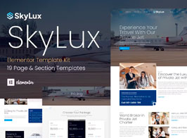 Skylux – Private Jet & Airplane Charter Company Elementor Template Kit