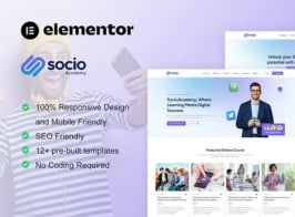 SocioAcademy – Social Media Management Course Elementor Template Kit