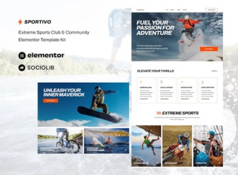 Sportivo – Extreme Sports Club Community Elementor Template Kit