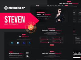 Steven – Dark CV Portfolio Resume Elementor Template Kit
