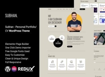 Subhan – Personal Portfolio/CV WordPress Theme