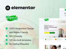 Veganza – Organic Food & Vegetarian Elementor Template Kit
