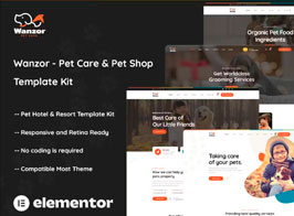 Wanzor – Pet Care & Pet Shop Elementor Pro Template Kit