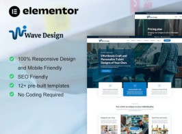 WaveDesign – T-Shirt Design & Printing Service Elementor Template Kit