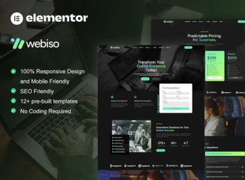 Webiso – Dark Digital Agency Elementor Template Kit
