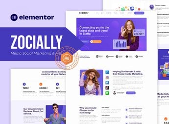 Zocially – Social Media Marketing & Analythic Elementor Template Kit