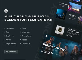Fire Monkey | Music Band & Musician Elementor Template Kit