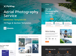 FlyWing – Drone Aerial Video & Photography WordPress Elementor Template Kit