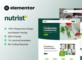 Nutrist – Healthy Food & Nutrition Service Elementor Template Kit