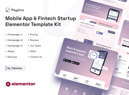 Payplus | Mobile App & Fintech Startup Elementor Template Kit