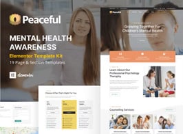 Peaceful – Mental Health Awareness WordPress Elementor Template Kit