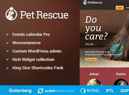 Pet Rescue – Animals and Shelter Charity WP Theme