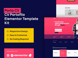 Porto CV – Portfolio Personal Elementor Pro Template Kit