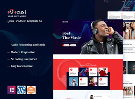 Qcast – Podcast & Music Elementor Template Kit