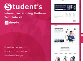 Student’s Online e-Course Elementor Template Kit