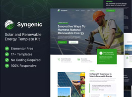 Syngenic – Solar & Renewable Energy Elementor Template Kit